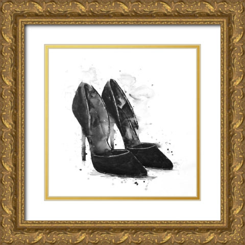 BLACK PUMPS Gold Ornate Wood Framed Art Print with Double Matting by Atelier B Art Studio