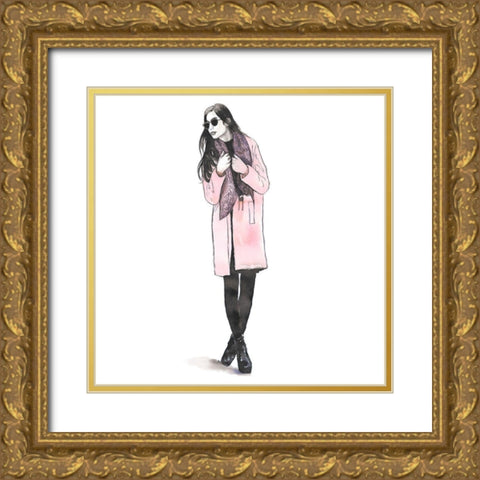 WOMAN SPRING LOOK Gold Ornate Wood Framed Art Print with Double Matting by Atelier B Art Studio