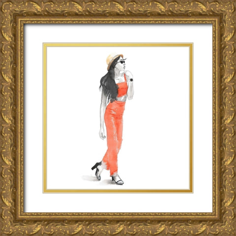 STRIKE THE POSE Gold Ornate Wood Framed Art Print with Double Matting by Atelier B Art Studio