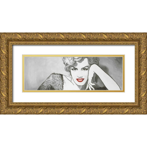 Vintage Style Marilyn Monroe Gold Ornate Wood Framed Art Print with Double Matting by Atelier B Art Studio
