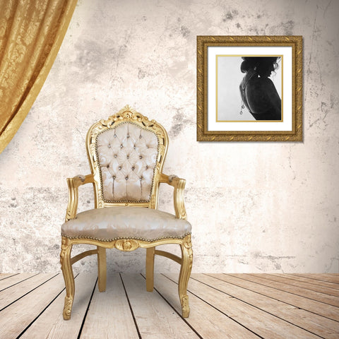 Classic Woman with Jewelry Gold Ornate Wood Framed Art Print with Double Matting by Atelier B Art Studio