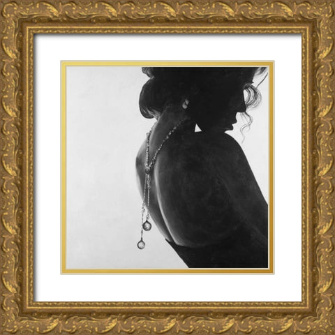 Classic Woman with Jewelry Gold Ornate Wood Framed Art Print with Double Matting by Atelier B Art Studio