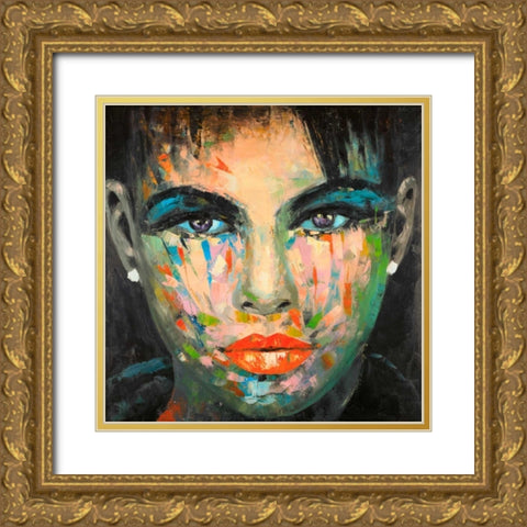 Abstract Portrait Gold Ornate Wood Framed Art Print with Double Matting by Atelier B Art Studio