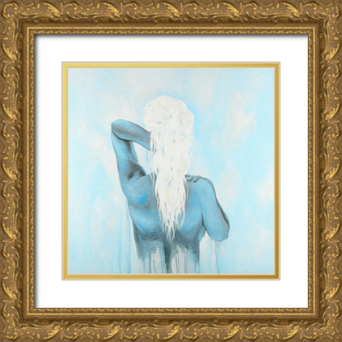 Dreamy Woman Gold Ornate Wood Framed Art Print with Double Matting by Atelier B Art Studio