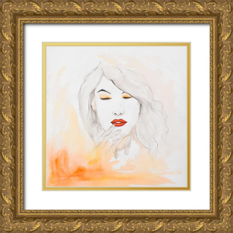 Portrait in Watercolor Gold Ornate Wood Framed Art Print with Double Matting by Atelier B Art Studio