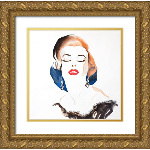 VINTAGE CHIC MARYLIN MONROE Gold Ornate Wood Framed Art Print with Double Matting by Atelier B Art Studio