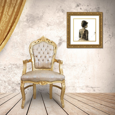 WOMANS BACK IN SEPIA Gold Ornate Wood Framed Art Print with Double Matting by Atelier B Art Studio