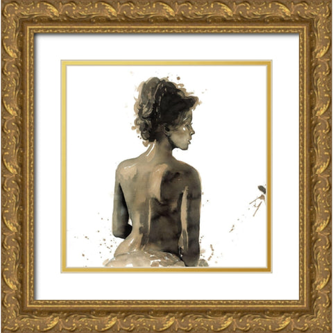 WOMANS BACK IN SEPIA Gold Ornate Wood Framed Art Print with Double Matting by Atelier B Art Studio