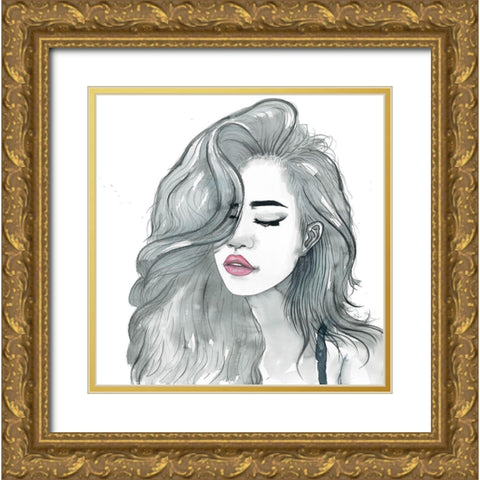 BEAUTIFUL FEMALE HAIR Gold Ornate Wood Framed Art Print with Double Matting by Atelier B Art Studio