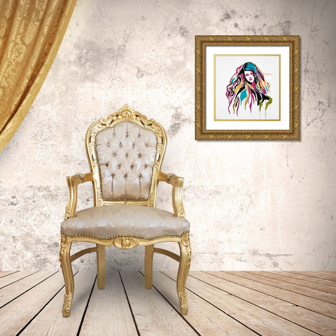 WOMAN GRAFFITI ART Gold Ornate Wood Framed Art Print with Double Matting by Atelier B Art Studio