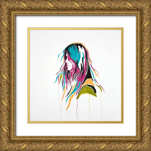 GRAFFITI STREET ART WOMAN Gold Ornate Wood Framed Art Print with Double Matting by Atelier B Art Studio