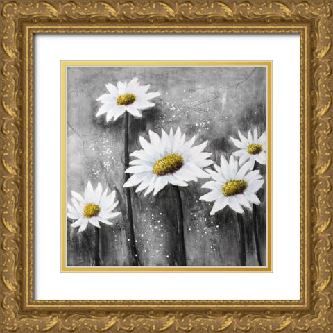 Daisies Gold Ornate Wood Framed Art Print with Double Matting by Atelier B Art Studio