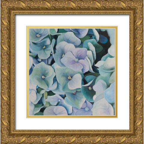 Hydrangea Plant Gold Ornate Wood Framed Art Print with Double Matting by Atelier B Art Studio