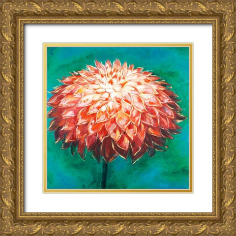 Abstract Dahlia Flower Gold Ornate Wood Framed Art Print with Double Matting by Atelier B Art Studio