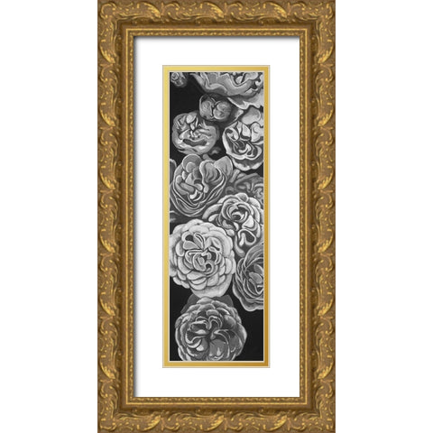 Grayscale Dahlias Gold Ornate Wood Framed Art Print with Double Matting by Atelier B Art Studio