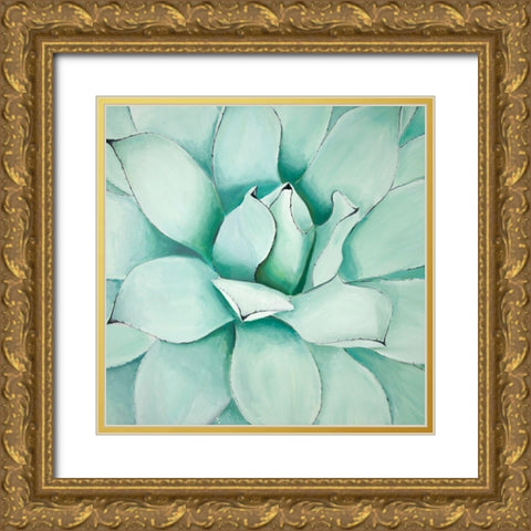 SUCCULENT CLOSEUP Gold Ornate Wood Framed Art Print with Double Matting by Atelier B Art Studio