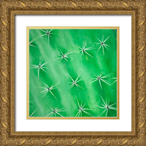 CACTUS CLOSEUP Gold Ornate Wood Framed Art Print with Double Matting by Atelier B Art Studio