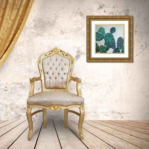 OPUNTIA CACTUS Gold Ornate Wood Framed Art Print with Double Matting by Atelier B Art Studio