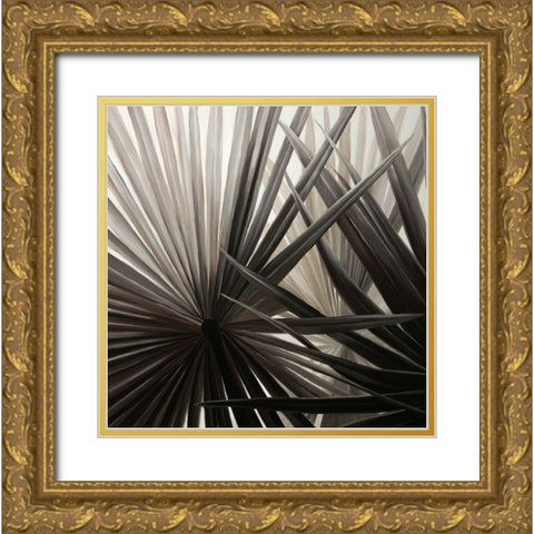 GRAYSCALE TROPICAL PLANTS Gold Ornate Wood Framed Art Print with Double Matting by Atelier B Art Studio