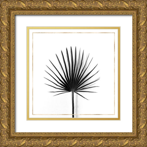 CABBAGE PALM LEAF WITH GOLD LINES Gold Ornate Wood Framed Art Print with Double Matting by Atelier B Art Studio