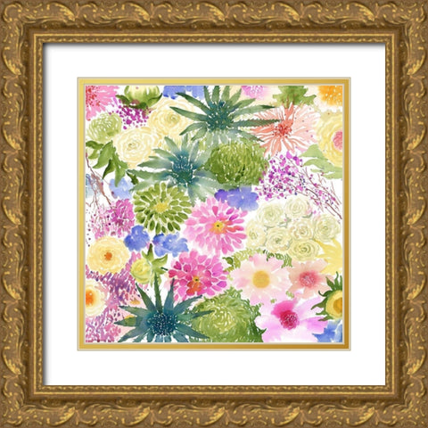 BUNDLE OF EXOTIC FLOWERS Gold Ornate Wood Framed Art Print with Double Matting by Atelier B Art Studio
