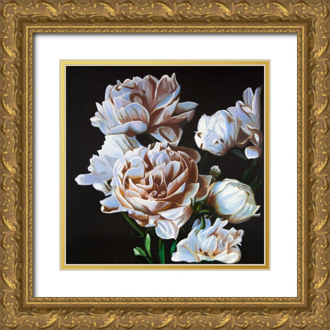 PEONIES Gold Ornate Wood Framed Art Print with Double Matting by Atelier B Art Studio