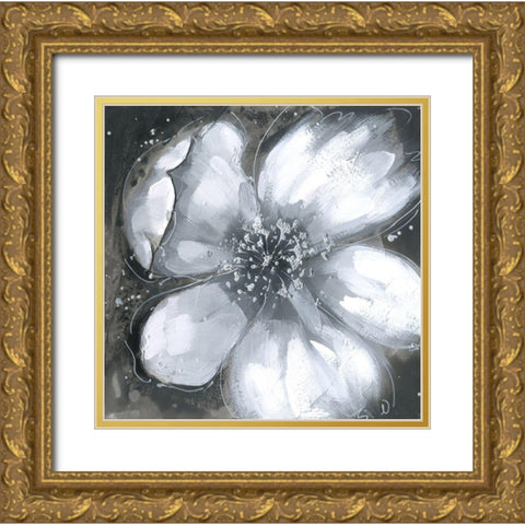 Abstract white orchid Gold Ornate Wood Framed Art Print with Double Matting by Atelier B Art Studio