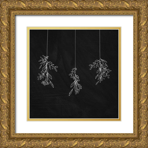 MISTLETOE Gold Ornate Wood Framed Art Print with Double Matting by Atelier B Art Studio