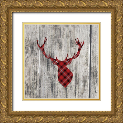 WOOD AND DEER Gold Ornate Wood Framed Art Print with Double Matting by Atelier B Art Studio