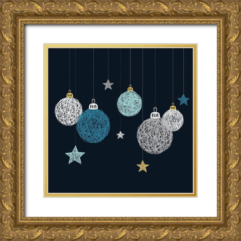 CHRISTMAS BALL VECTOR Gold Ornate Wood Framed Art Print with Double Matting by Atelier B Art Studio