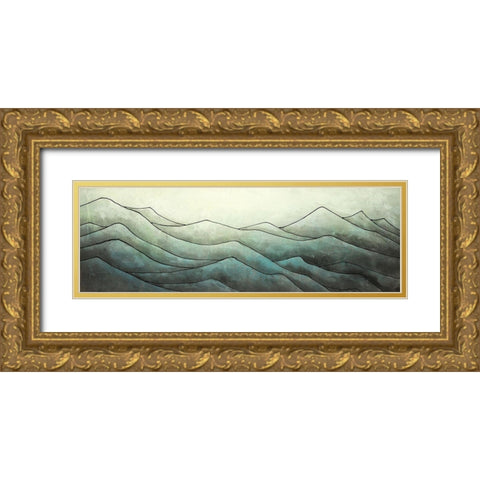Desaturated Mountains Gold Ornate Wood Framed Art Print with Double Matting by Atelier B Art Studio