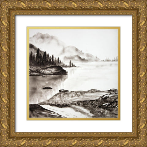 PEACEFUL LANDSCAPE Gold Ornate Wood Framed Art Print with Double Matting by Atelier B Art Studio