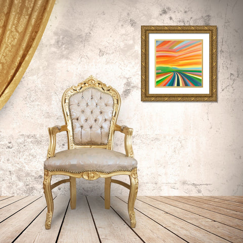 Colorful Road Gold Ornate Wood Framed Art Print with Double Matting by Atelier B Art Studio