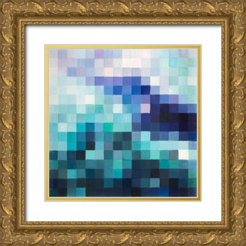 PIXELIZED LANDSCAPE Gold Ornate Wood Framed Art Print with Double Matting by Atelier B Art Studio