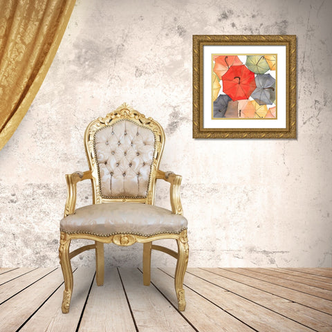 THE UMBRELLAS OF PETIT CHAMPLAIN Gold Ornate Wood Framed Art Print with Double Matting by Atelier B Art Studio