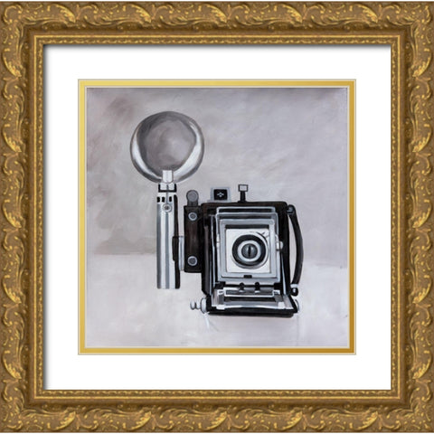ANTIQUE CAMERA Gold Ornate Wood Framed Art Print with Double Matting by Atelier B Art Studio