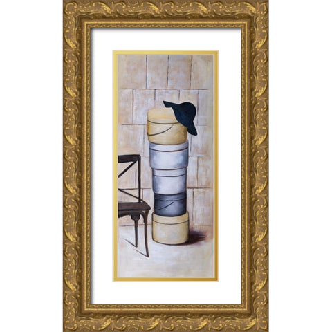 HAT BOXES Gold Ornate Wood Framed Art Print with Double Matting by Atelier B Art Studio