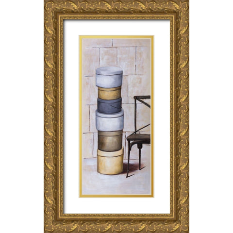 OLD HAT BOXES Gold Ornate Wood Framed Art Print with Double Matting by Atelier B Art Studio