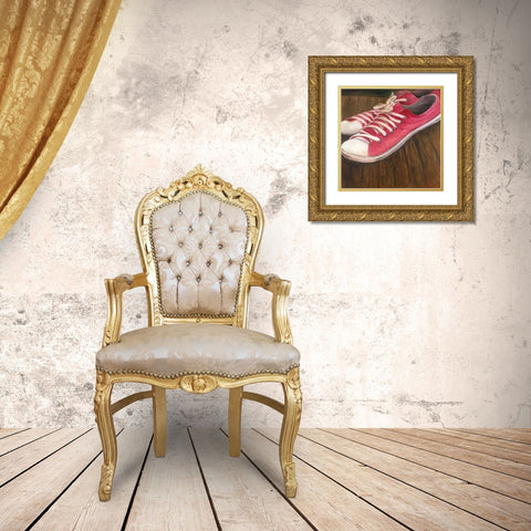 Shoes for Girls Gold Ornate Wood Framed Art Print with Double Matting by Atelier B Art Studio