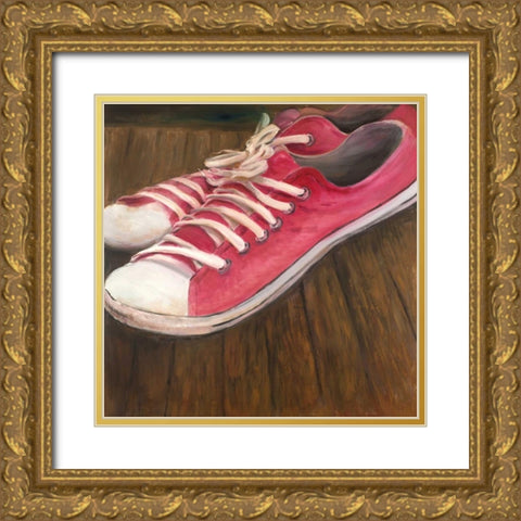 Shoes for Girls Gold Ornate Wood Framed Art Print with Double Matting by Atelier B Art Studio