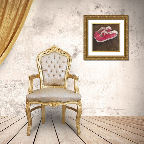 Sneaker Shoes Gold Ornate Wood Framed Art Print with Double Matting by Atelier B Art Studio