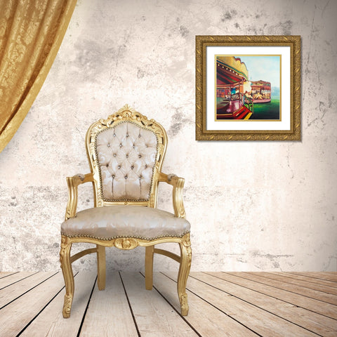 Carousel in a Carnaval Gold Ornate Wood Framed Art Print with Double Matting by Atelier B Art Studio