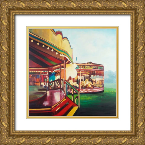 Carousel in a Carnaval Gold Ornate Wood Framed Art Print with Double Matting by Atelier B Art Studio