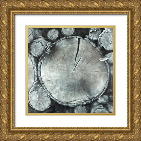 Stacked Wood Logs Gold Ornate Wood Framed Art Print with Double Matting by Atelier B Art Studio