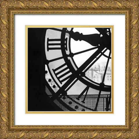 Clock at the Orsay Museum Gold Ornate Wood Framed Art Print with Double Matting by Atelier B Art Studio