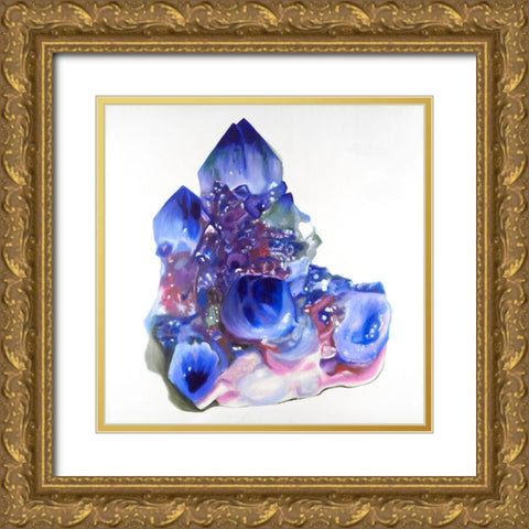 Blue and Purple Quartz Cristal Gold Ornate Wood Framed Art Print with Double Matting by Atelier B Art Studio