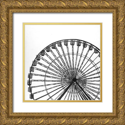 Monochrome Ferris Wheel Gold Ornate Wood Framed Art Print with Double Matting by Atelier B Art Studio