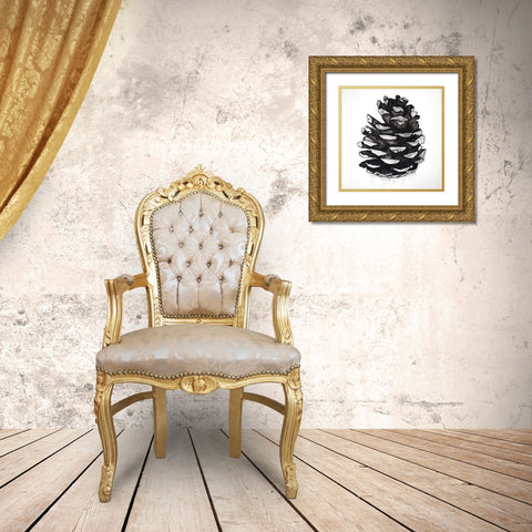 PINE CONE Gold Ornate Wood Framed Art Print with Double Matting by Atelier B Art Studio