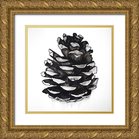 PINE CONE Gold Ornate Wood Framed Art Print with Double Matting by Atelier B Art Studio
