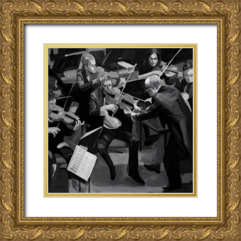 Symphony Orchestra in Music Gold Ornate Wood Framed Art Print with Double Matting by Atelier B Art Studio